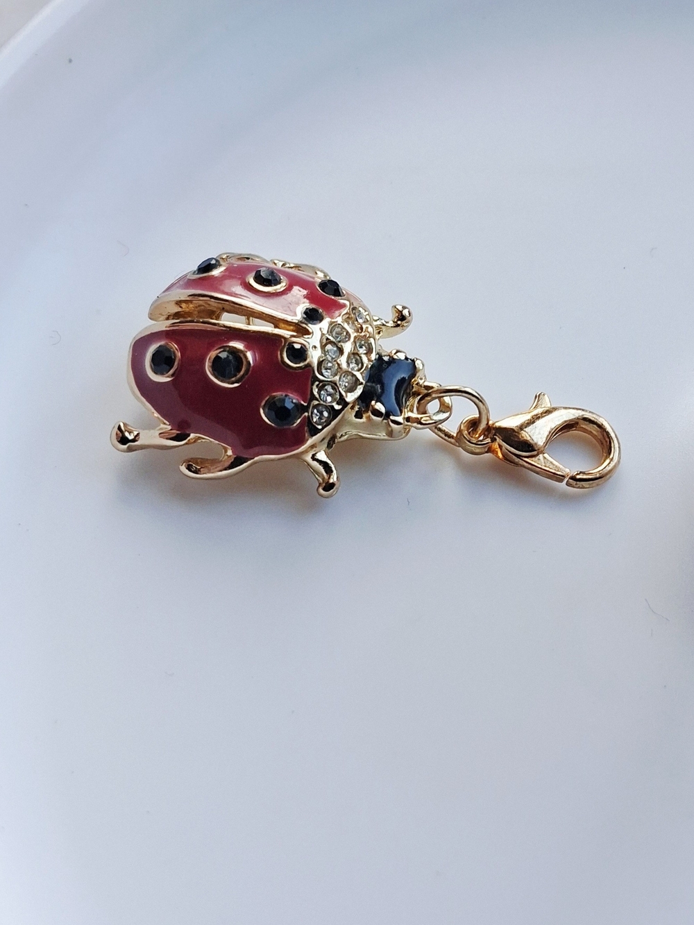 Ladybug Charm Pendant in Red and Gold